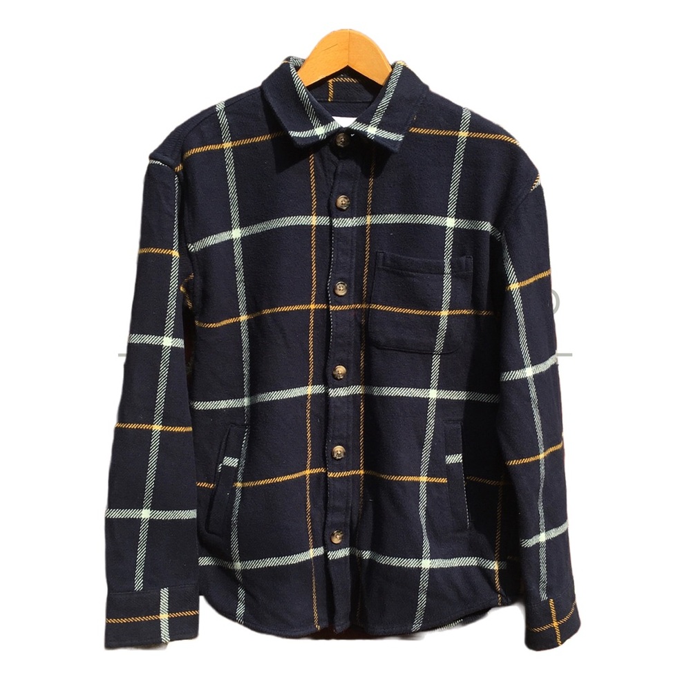 Goodfellow & Co Flannel Heavyweight Button-Up Shirt Midnight Blue Plaid S Small
